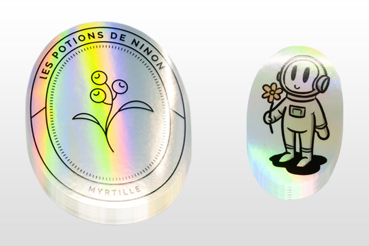 Holografische Aufkleber mit ovalem Ausschnitt