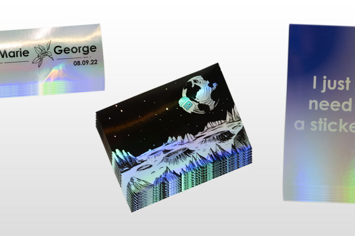 Holografische Aufkleber mit rechteckigem Ausschnitt