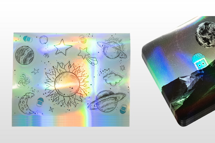 Bogen mit Hologramm-Etiketten