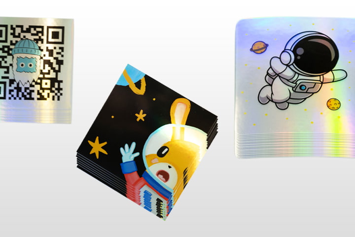 Holografische Aufkleber mit quadratischem Ausschnitt